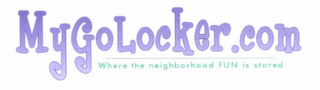 MYGOLOCKER.COM WHERE THE NEIGHBORHOOD FUN IS STORED logo