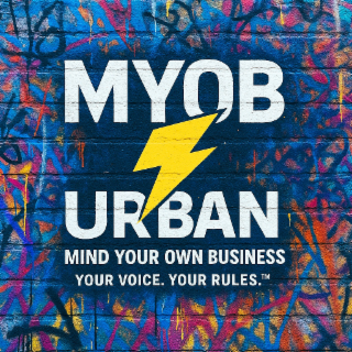 MYOB-URBAN MIND YOUR OWN BUSINESS. YOUR VOICE. YOUR RULES. logo