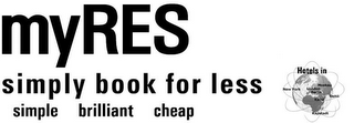 MYRES SIMPLY BOOK FOR LESS SIMPLE BRILLIANT CHEAP HOTELS IN MOSKAU NEW YORK LONDON BERLIN DEHLI KAIRO KAPSTADT logo