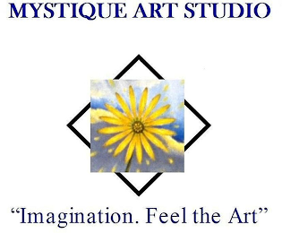 MYSTIQUE ART STUDIO "IMAGINATION. FEEL THE ART" logo