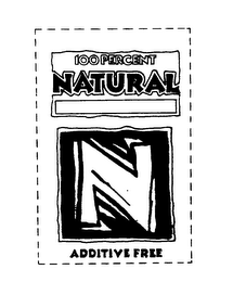 N 100 PERCENT NATURAL ADDITIVE FREE logo