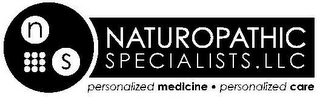 N S NATUROPATHIC SPECIALISTS. LLC PERSONALIZED MEDICINE · PERSONALIZED CARE logo