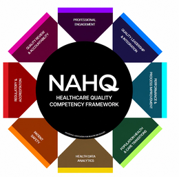 NAHQ HEALTHCARE QUALITY COMPETENCY FRAMEWORK NATIONAL ASSOCIATION FOR HEALTHCARE QUALITY PROFESSIONAL ENGAGEMENT QUALITY LEADERSHIP & INTEGRATION PERFORMANCE & PROCESS IMPROVEMENT POPULATION HEALTH & CARE TRANSITIONS HEALTH DATA ANALYTICS PATIENT SAFETY REGULATORY & ACCREDITATION QUALITY REVIEW & ACCOUNTABILITY logo