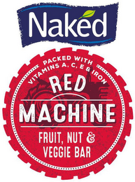 NAKED, PACKED WITH, VITAMINS A, C, E & IRON, RED MACHINE, FRUIT, NUT & VEGGIE BAR