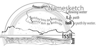 NAMESKETCH DOMAIN NAMES S, FLOWING WATER LL, A PATH LSSLL A PATH BY WATER. SKETCHED FROM THE LANDSCAPE, SOURCED FROM THE LANDSCAPE LSSLL LSSLL logo