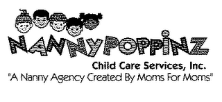 NANNY POPPINZ CHILD CARE SERVICES, INC. "A NANNY AGENCY CREATED BY MOMS FOR MOMS" logo