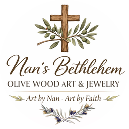 NAN’S BETHLEHEM OLIVE WOOD ART & JEWELRY ART BY NAN - ART BY FAITH logo