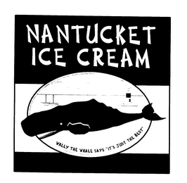 NANTUCKET ICE CREAM WALLY THE WHALE SAYS "IT'S JUST THE BEST" logo
