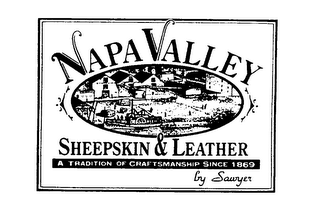 NAPA VALLEY SHEEPSKIN & LEATHER A TRADITION OF CRAFTSMANSHIP SINCE 1869 BY SAWYER logo