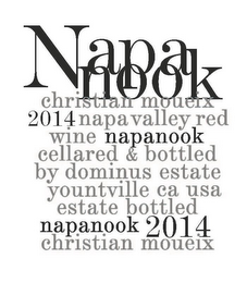 NAPANOOK CHRISTIAN MOUEIX 2014 NAPA VALLEY RED WINE NAPANOOK CELLARED & BOTTLED BY DOMINUS ESTATE YOUNTVILLE CA USA ESTATE BOTTLED NAPANOOK 2014 CHRISTIAN MOUEIX. logo