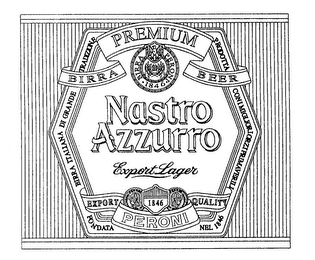 NASTRO AZZURRO PREMIUM BIRRA BEER EXPORT LAGER EXPORT 1846 QUALITY logo