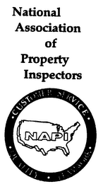 NATIONAL ASSOCIATION OF PROPERTY INSPECTORS CUSTOMER SERVICE - QUALITY - TEAMWORK NAPI logo