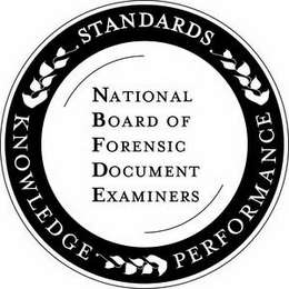 NATIONAL BOARD OF FORENSIC DOCUMENT EXAMINERS STANDARDS KNOWLEDGE PERFORMANCE logo
