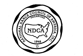 NATIONAL DANCE COUNCIL OF AMERICA, INC. ORGANIZED NDCA 1948 logo