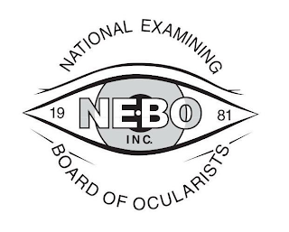 NATIONAL EXAMINING BOARD OF OCULARISTS INC. NEBO 1981 logo