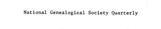 NATIONAL GENEALOGICAL SOCIETY QUARTERLY logo