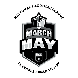 NATIONAL LACROSSE LEAGUE THE MARCH TO MAY NLL PLAYOFFS BEGIN IN MAY logo