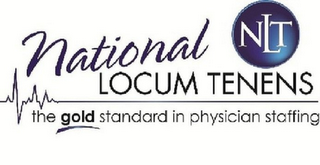 NATIONAL LOCUM TENENS NLT THE GOLD STANDARD IN PHYSICIAN STAFFING logo
