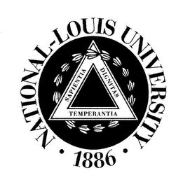 NATIONAL-LOUIS UNIVERSITY 1886 SAPIENTIA DIGNATAS TEMPERANTIA logo