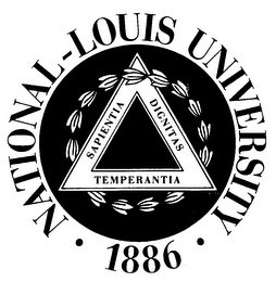NATIONAL-LOUIS UNIVERSITY 1886 SAPIENTIA DIGNITAS TEMPERANTIA logo