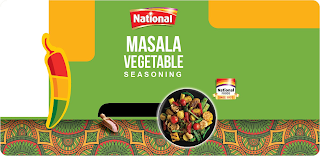 NATIONAL MASALA VEGETABLE SEASONING NATIONAL FOODS SINCE 1970 logo