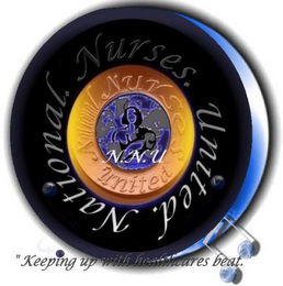 NATIONAL NURSES UNITED "KEEPING UP WITH HEALTHCARES BEAT" logo