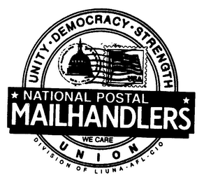 NATIONAL POSTAL MAILHANDLERS UNITY DEOMOCRACY STRENGTH WE CARE UNION logo