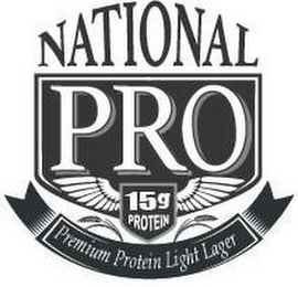 NATIONAL PRO 15G PROTEIN PREMIUM PROTEIN LIGHT LAGER logo