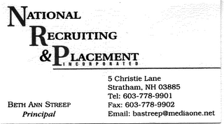 NATIONAL RECRUITING & PLACEMENT logo