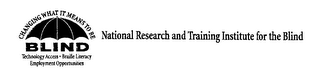 NATIONAL RESEARCH AND TRAINING INSTITUTE FOR THE BLIND CHANGING WHAT IT MEANS TO BE BLIND, TECHNOLOGY ACCESS, BRAILLE LITERACY, EMPLOYMENT OPPORTUNITIES logo