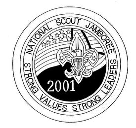 NATIONAL SCOUT JAMBOREE STRONG VALUES STRONG LEADERS 2001 logo