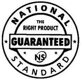 NATIONAL STANDARD THE RIGHT PRODUCT GUARANTEED NS logo
