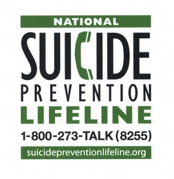 NATIONAL SUICIDE PREVENTION LIFELINE 1-800-273-TALK SUICIDEPREVENTIONLIFELINE.ORG logo