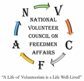 NATIONAL VOLUNTEER COUNCIL ON FREEDMEN AFFAIRS NVCFA "A LIFE OF VOLUNTEERISM IS A LIFE WELL-LIVED" logo