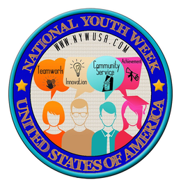 NATIONAL YOUTH WEEK UNITED STATES OF AMERICA WWW.NYWUSA.COM TEAMWORK INNOVATION COMMUNITY SERVICE ACHIEVEMENT 01 logo