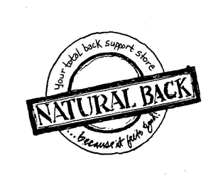 NATURAL BACK BECAUSE IT FEELS GOOD YOUR TOTAL BACK SUPPORT STORE logo