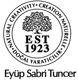 NATURAL CREATIVITY CREATION NATURELLE DOGAL YARATICILIK EYÜP SABRI TUNCER EST 1923 logo