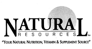 NATURAL RESOURCES "YOUR NATURAL NUTRITION, VITAMIN & SUPPLEMENT SOURCE" logo