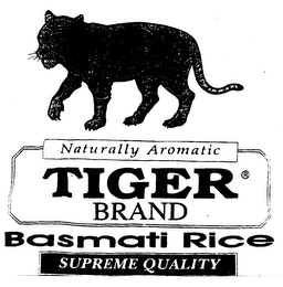 NATURALLY AROMATIC TIGER BRAND BASMATI RICE SUPREME QUALITY logo