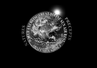 NATURES PRECEPTS ABSTEMIOUS DIET WATER EXERCISE TRUST-DIVINE SUN AIR REST logo