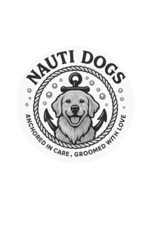 NAUTI DOGS ANCHORED IN CARE, GROOMED WITH LOVE logo