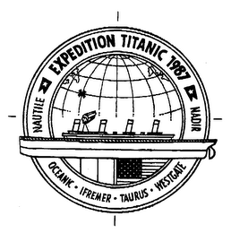 NAUTILE EXPEDITION TITANIC 1987 NADIR OCEANIC - IFREMER - TAURUS - WESTGATE logo