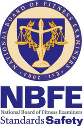 NBFE NATIONAL BOARD OF FITNESS EXAMINERS STANDARDS SAFETY EST. 2003 logo