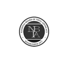 NBTA NATIONAL BOARD OF TRIAL ADVOCACY ESTABLISHED 1977 logo