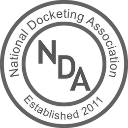 NDA NATIONAL DOCKETING ASSOCIATION ESTABLISHED 2011 logo