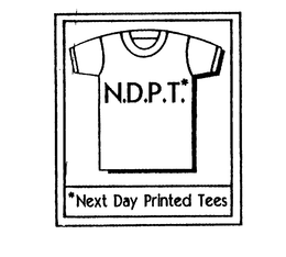 N.D.P.T.* *NEXT DAY PRINTED TEES logo