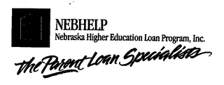 NEBHELP NEBRASKA HIGHER EDUCATION LOAN PROGRAM, INC. THE PARENT LOAN SPECIALISTS logo