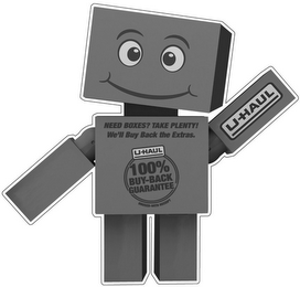 NEED BOXES? TAKE PLENTY! WE'LL BUY BACKTHE EXTRAS. U-HAUL 100% BUY-BACK GUARANTEE UNUSED-WITH RECEIPT logo