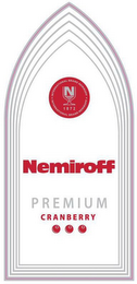 NEMIROFF PREMIUM CRANBERRY INTERNATIONAL BRAND NEMIROFF N 1872 logo
