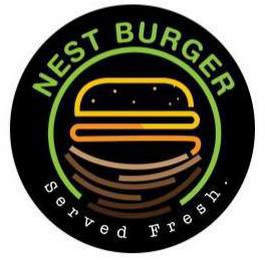 NEST BURGER SERVED FRESH. logo